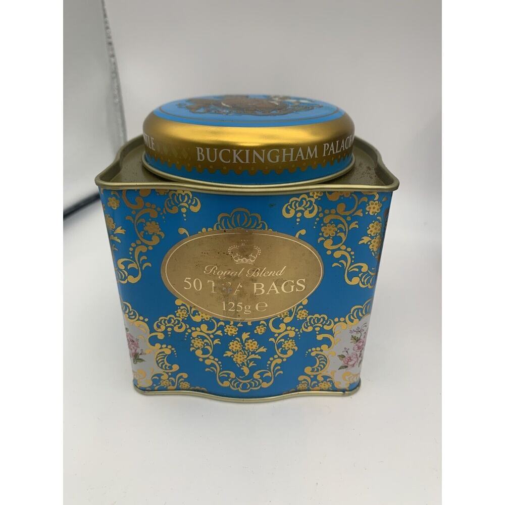 Royal Collection Buckingham Palace Royal Blend Tea Tin Teal Blue 2008